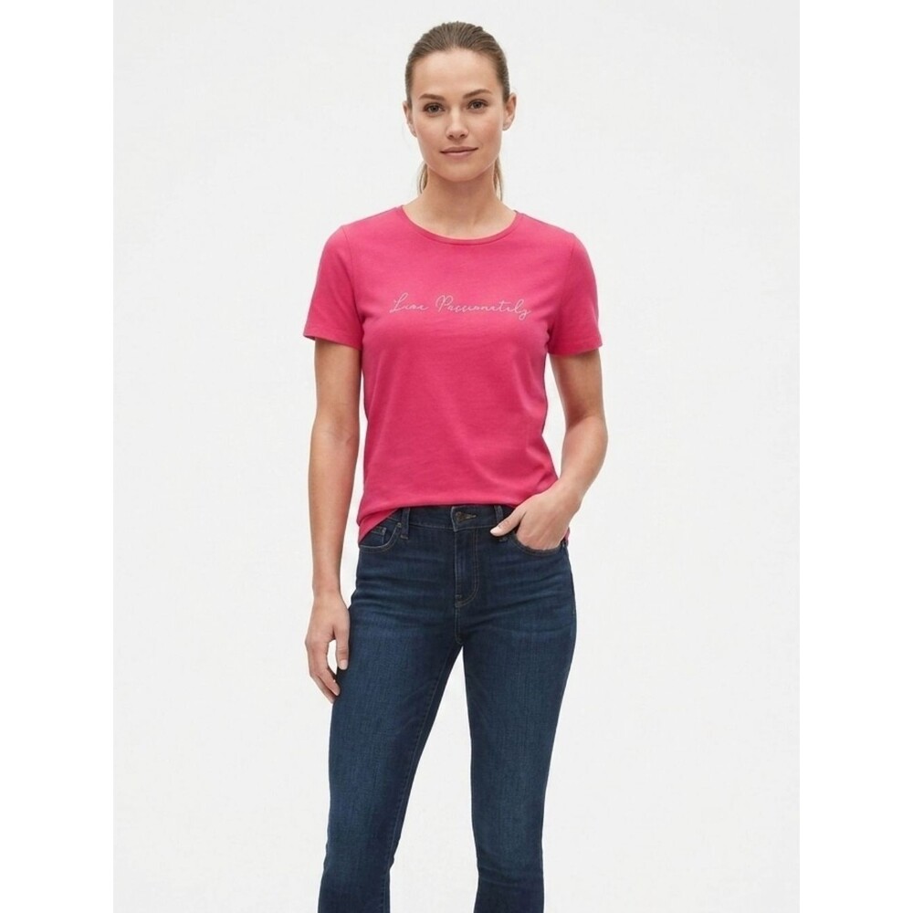 Banana Republic "Live Passionately" Cotton Modal Graphic Tee Pink XXS